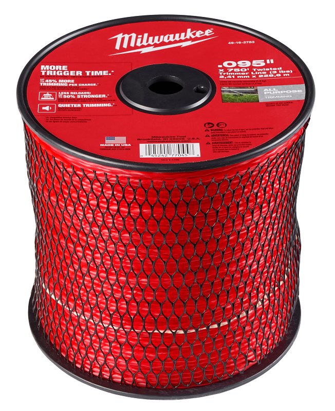 Milwaukee 49-16-2783 Trimmer Line Spool, 0.09 in Dia, 750 ft L, Polymer, Red