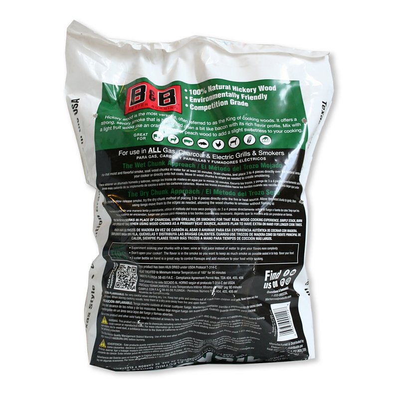 B & B Charcoal 00129 Series Smoking Chunk, Hickory, Wood, 549 cu-in