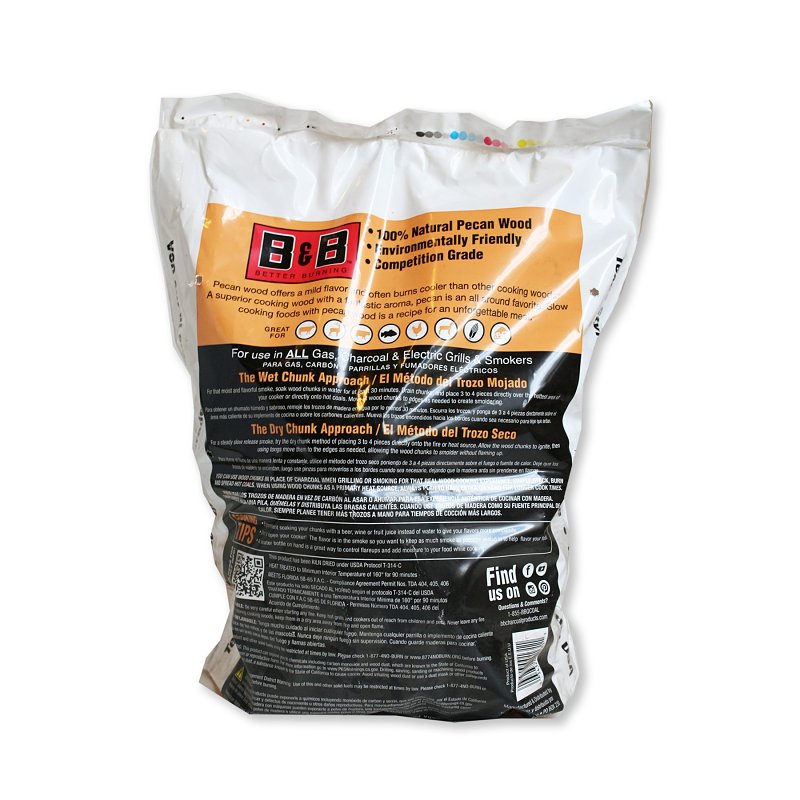 B & B Charcoal 00131 Smoking Chunk, Pecan, Wood, 549 cu-in