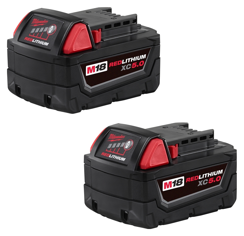 Milwaukee M18 REDLITHIUM 48-11-1852 Rechargeable Battery Pack, 18 V Battery, 5 Ah