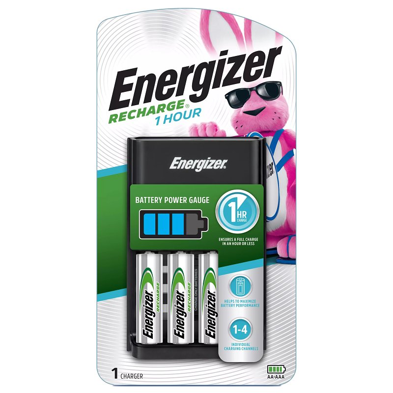 Energizer CH1HRWB-4 Battery Charger, 2.5 A Charge, AA, AAA Battery, Ni-MH Battery, 4-Battery
