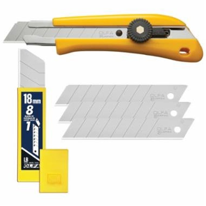 Olfa BN-L/LB10 Ratchet Lock Utility Knife, 100 mm L Blade, 18 mm W Blade, Carbon Steel Blade, Heavy-Duty Handle