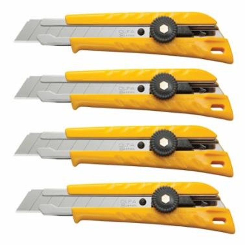Olfa L-1/CP4 Ratchet Lock Utility Knife, 18 mm W Blade, Carbon Steel Blade, Contoured Handle