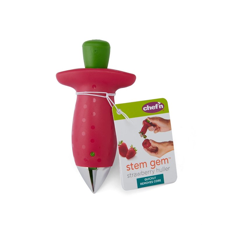 Chef'n QuickPit 102-241-005 Cherry Pitter, 4-1/2 in L, 1.27 in W, 5.05 in H, Plastic, Red/White