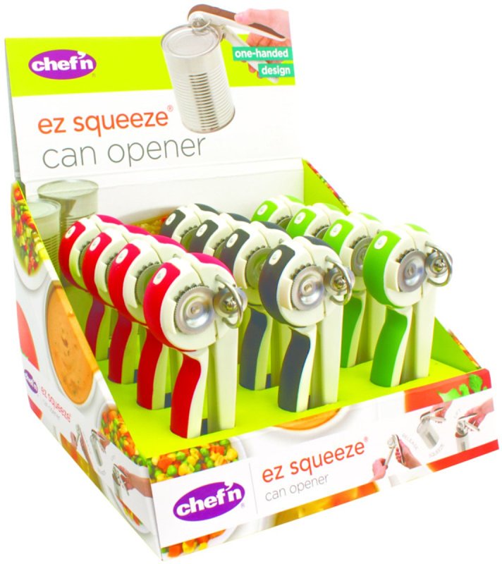 Chef'n 102-160-077 EZ Squeeze Can Opener, Plastic/Stainless Steel, Assorted