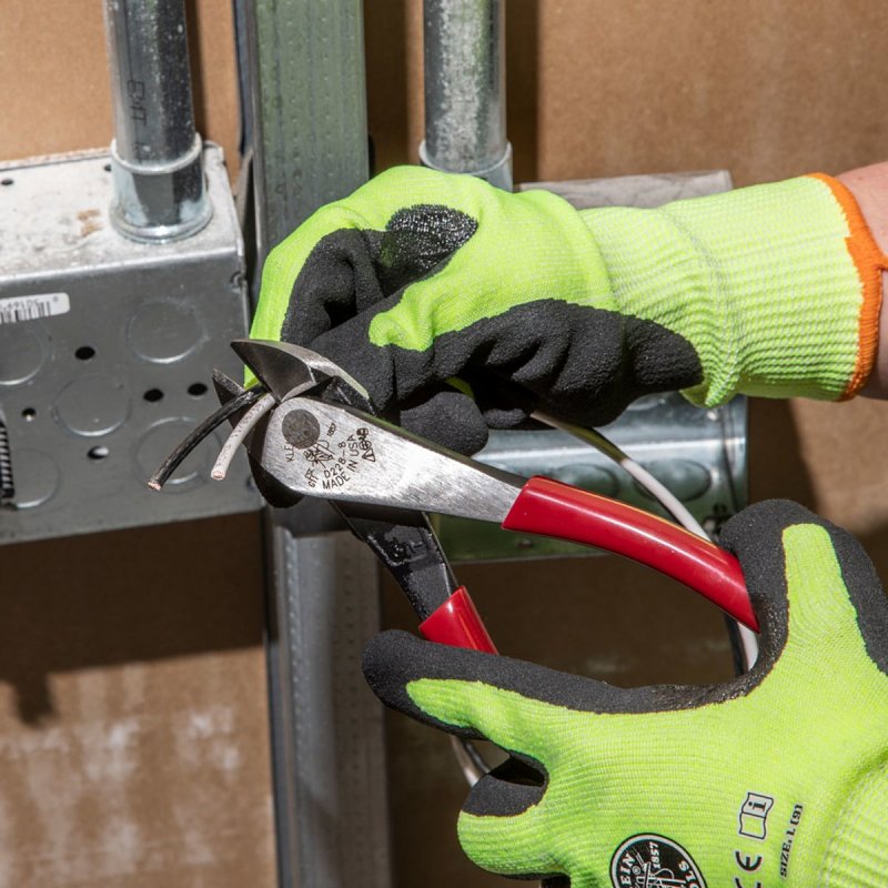 KLEIN TOOLS D228-8 Diagonal Cutting Plier, 8-1/16 in OAL, 1-3/16 in Cutting Capacity, Red Handle, Pistol-Grip Handle