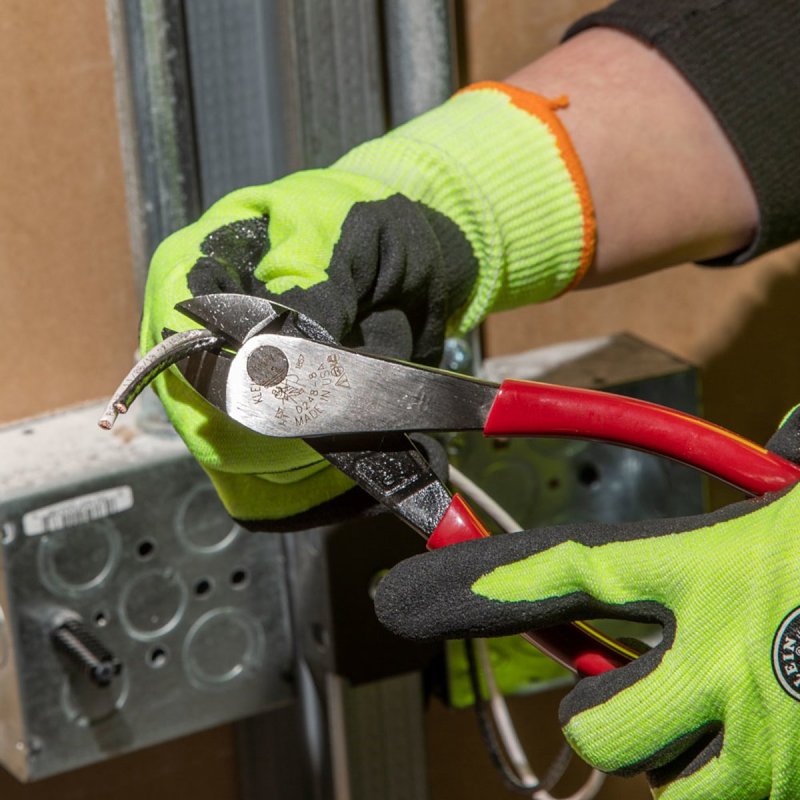 KLEIN TOOLS D248-8 Diagonal Cutting Plier, 8-1/16 in OAL, 3/4 in Cutting Capacity, Red Handle, Ergonomic Handle
