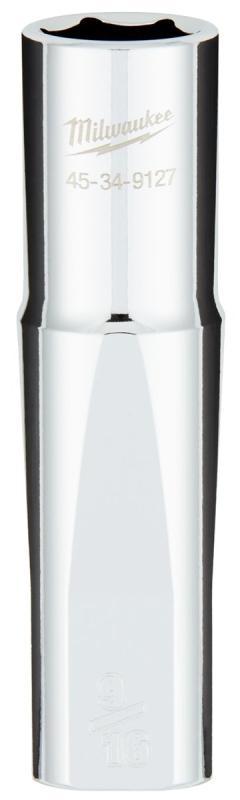 Milwaukee 45-34-9127 Socket, 9/16 in Socket, Deep Socket, 1.02 in OAL, 1/2 in Drive, 6 -Point, Chrome Vanadium Steel
