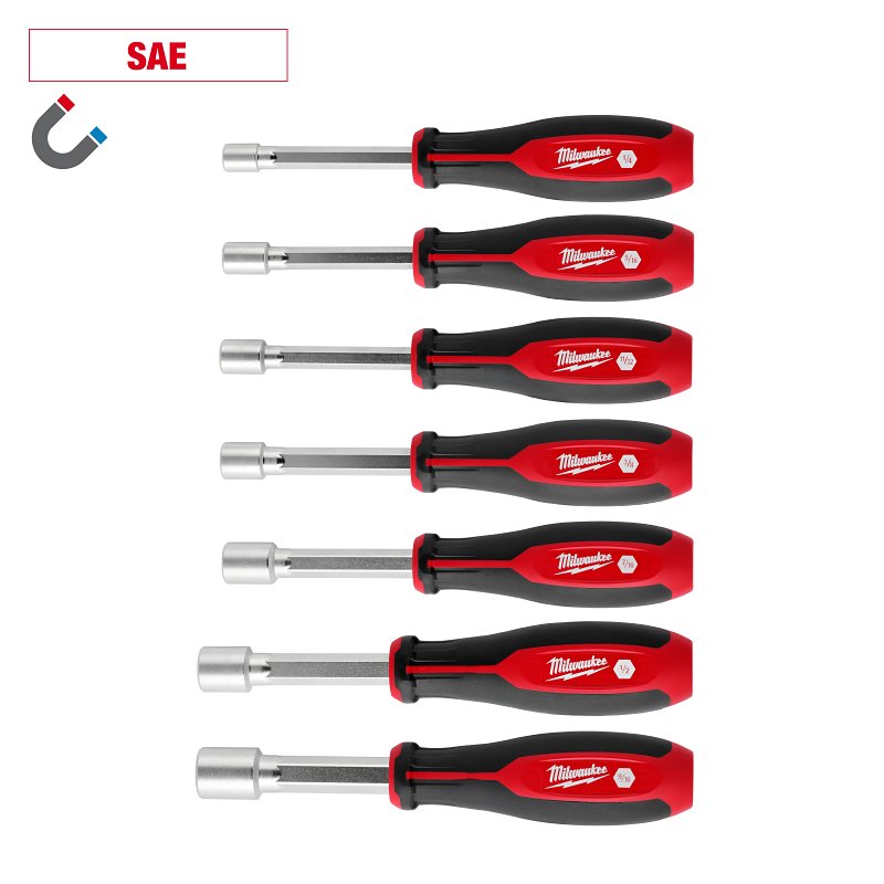 Milwaukee HollowCore Series 48-22-2547 Nut Driver Set, 7 -Piece, Polypropylene/Steel, Red