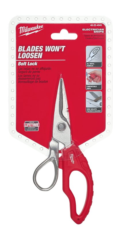 Milwaukee 48-22-4045 Electrician Snip, 10.65 in OAL, Ergonomic Handle, Metal Handle