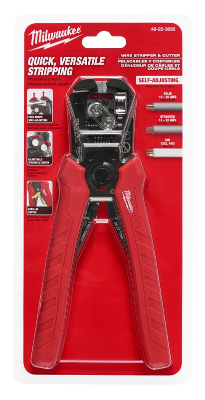 Milwaukee 48-22-3082 Wire Stripper and Cutter, 10 to 20 AWG Solid, 12 to 22 AWG Stranded Stripping, 3.83 in OAL