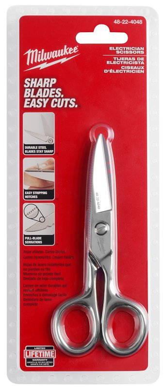 Milwaukee 48-22-4048 Electrical Scissors, 2-1/4 in OAL, Steel Blade, Round Handle