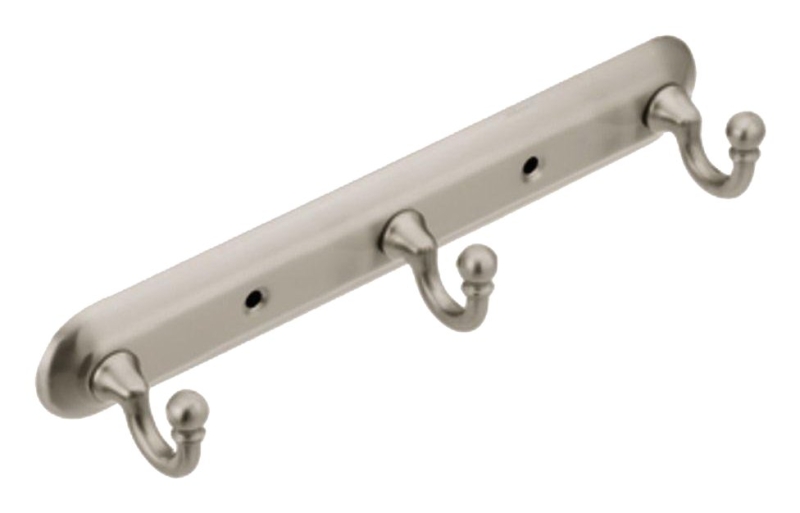 Moen Yorkshire Series 7603BN Robe Hook, 3 lb, 3-Hook, Zinc, Brushed Nickel, Screw Mounting