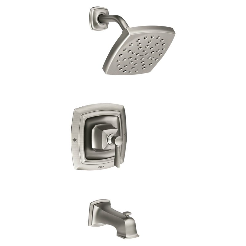 Moen Conway 82922SRN Series Tub and Shower Faucet Combo, Brushed Nickel, Rainshower Showerhead, 1.75 gpm Showerhead