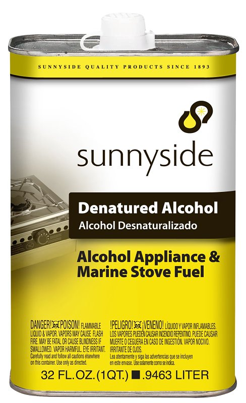 Sunnyside 83432 Denatured Alcohol Thinner, Liquid, Alcohol, Clear, 1 qt, Can