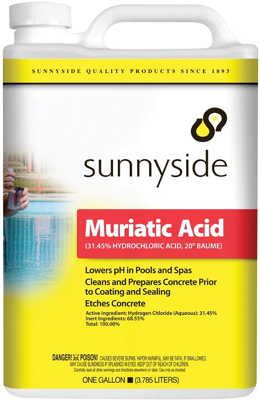 Sunnyside 710G1 Muriatic Acid, Liquid, Pungent, Clear/Light Yellow, 1 gal, Bottle