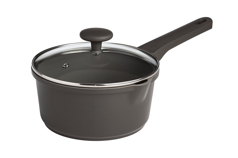 Ecolution Aria Series EH12656-AS Sauce Pan, 2 qt, Aluminum, Charcoal, Comfort-Grip, Soft Touch Handle
