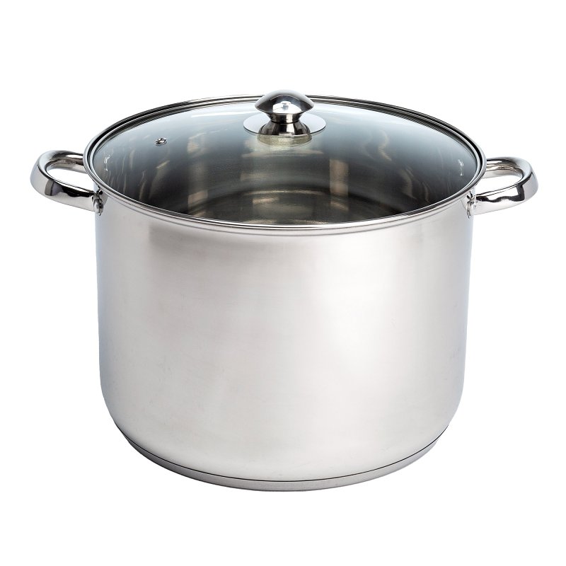 Ecolution Pure Intentions Series ESTL-4516 Stock Pot with Tempered Glass Lid, 16 qt Capacity, Stainless Steel