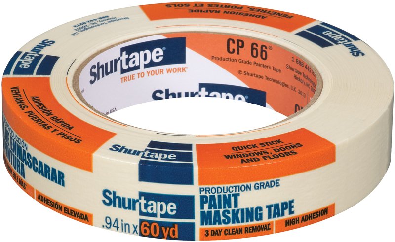 Shurtape CP 66 199898 Masking Tape, 55 m L, 24 mm W, Crepe Paper Backing, Natural
