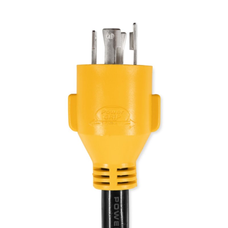 PowerGrip 55413 Locking Generator Adapter, 30/15 A, 125 V, Male, Lighted Female, 10/3 ga Cable, Black/Yellow Jacket