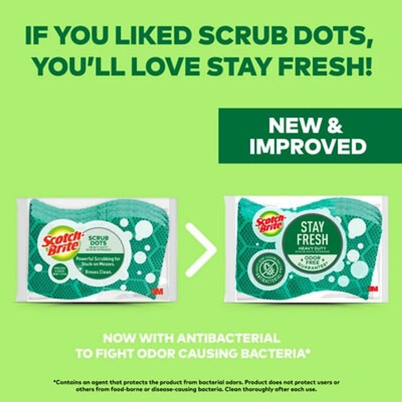 Scotch-Brite 30303-8 Scrub Dots Sponge, 4.4 in L, 2.6 in W