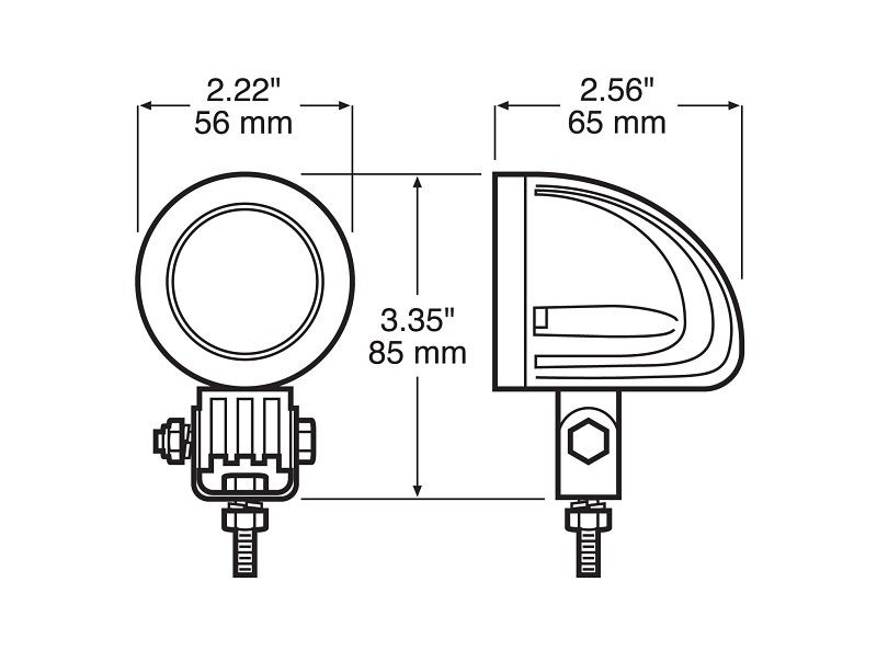 PM V901-MV Round Mini Work Light, 0.65/1.3 A, 12/24 V, 4-Lamp, LED Lamp, 700 Lumens Lumens, Black