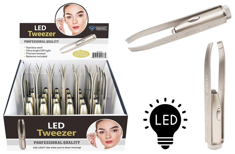Diamond Visions 08-1400 Led Tweezers, Stainless Steel, 6 in OAL