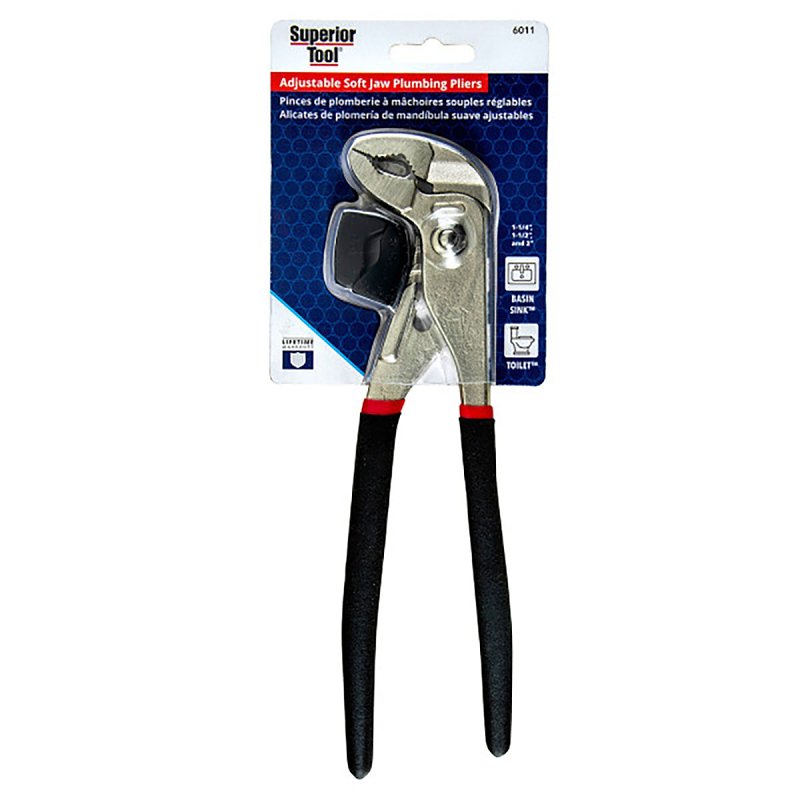 Superior Tool 06011 Pipe Wrench Plier, 2-1/8 in Jaw, Steel, Vinyl Grip Handle