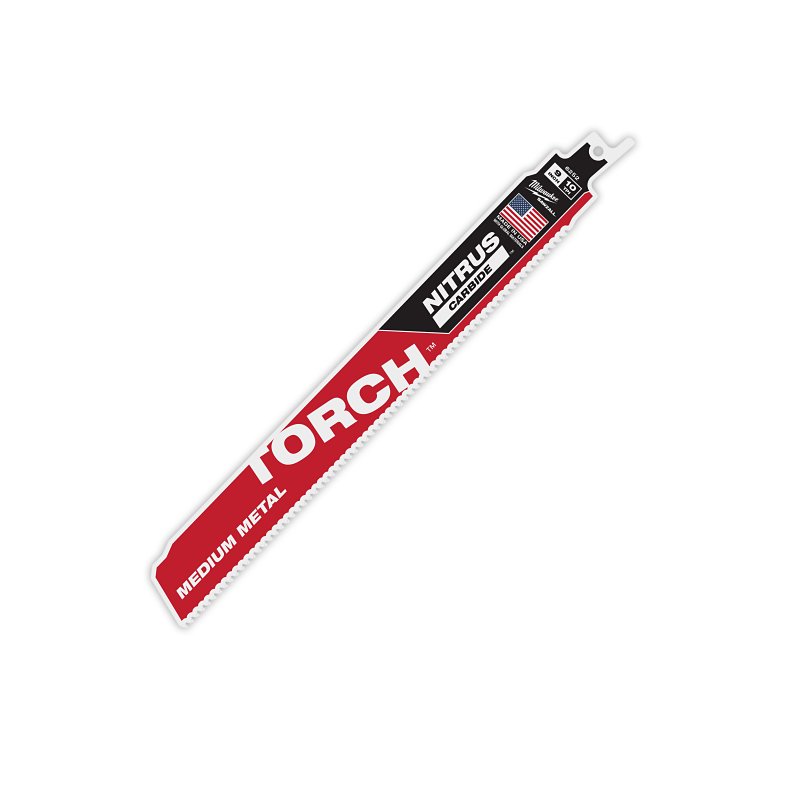 Milwaukee Torch 48-00-6252 Reciprocating Saw Blade, 1 in W, 9 in L, 10 TPI, Carbide Cutting Edge