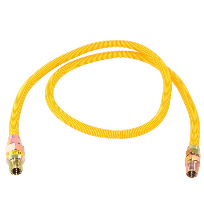 Eastman 20YE50V060B Gas Connector, 3/8 x 1/2 in, FIP x MIP, Stainless Steel, Epoxy-Coated, 60 in L, 1/2 in OD