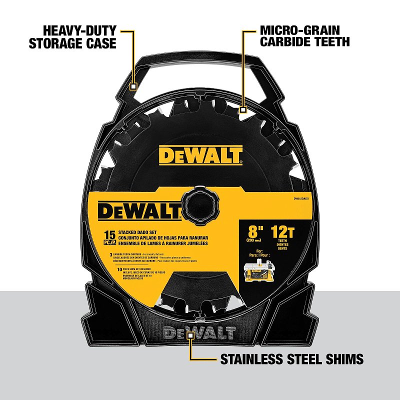 DEWALT DW812DADO Stacked Dado Set, 15-Piece
