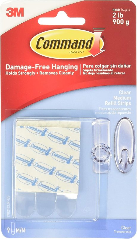 Command 17021CLR-12ESF Medium Replacement Strip, Foam Backing, Clear, 900 g