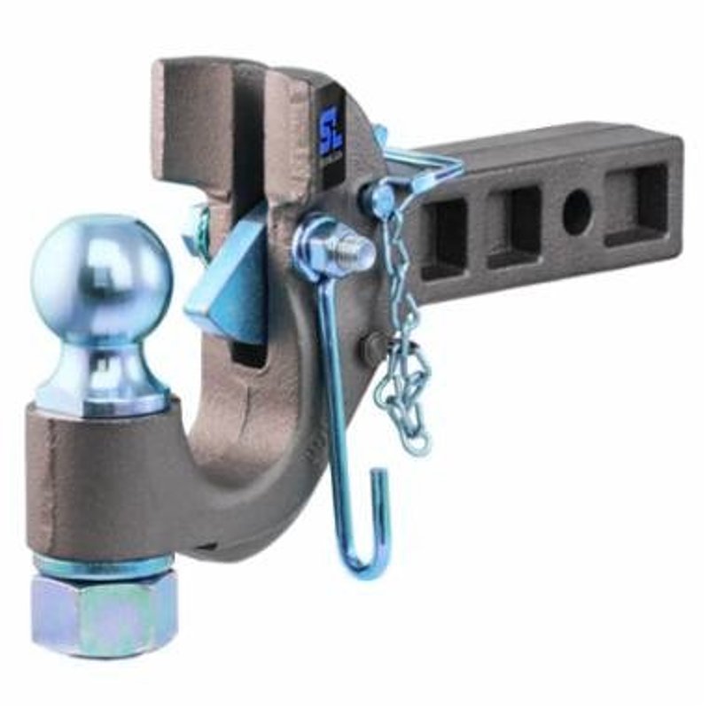 Curt Secure Latch Series 48407 Ball and Pintle Hitch, 2-1/2 to 3 in Dia Eye, 6 in H, Carbon Steel