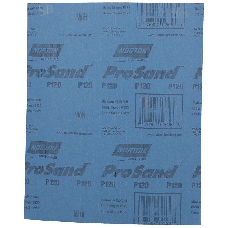 Norton ProSand 07660768161 Sanding Sheet, 11 in L, 9 in W, Medium, 120 Grit, Aluminum Oxide Abrasive, Paper Backing