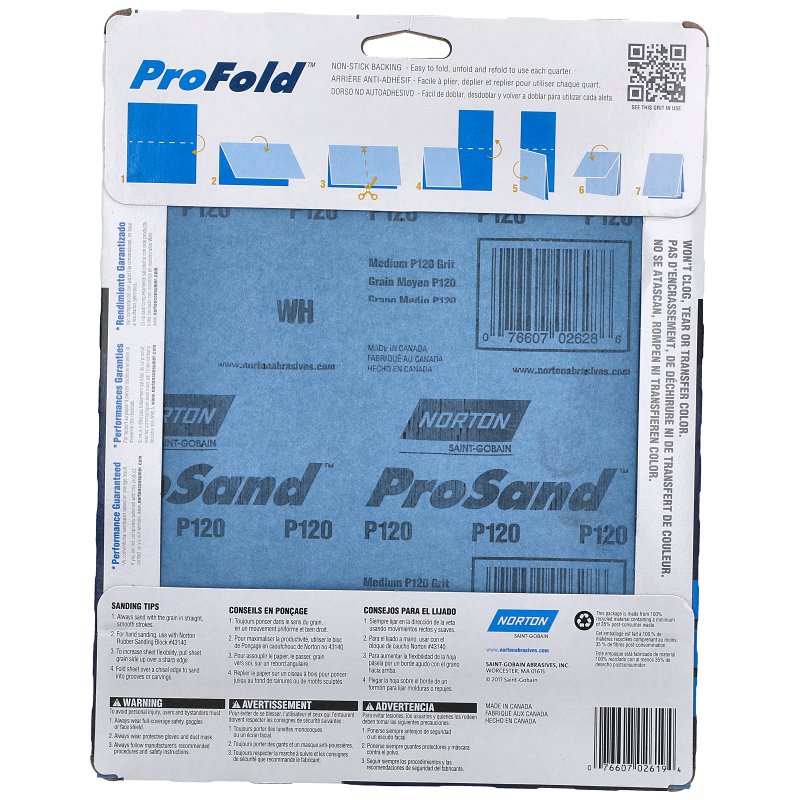 Norton ProSand 07660768161 Sanding Sheet, 11 in L, 9 in W, Medium, 120 Grit, Aluminum Oxide Abrasive, Paper Backing