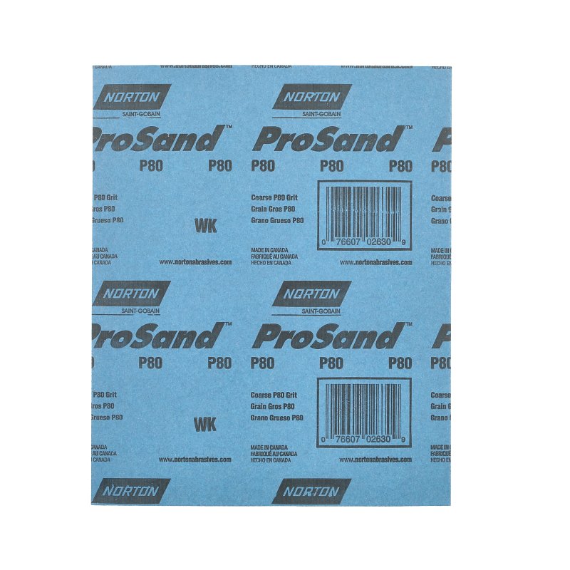 Norton ProSand 07660768163 Sanding Sheet, Tan, 11 in L, 9 in W, Coarse, 80 Grit, Aluminum Oxide Abrasive