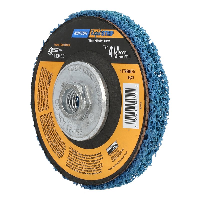 Norton 04015 Sanding Disc, 4-1/2 in Dia, 5/8-11 Arbor, Non-Woven, Extra Coarse, Aluminum Oxide Abrasive