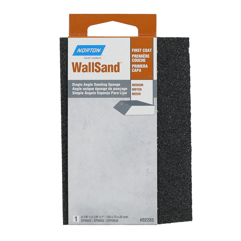 Norton WallSand 02285 Sanding Sponge, 4-7/8 in L, 2-7/8 in W, Medium