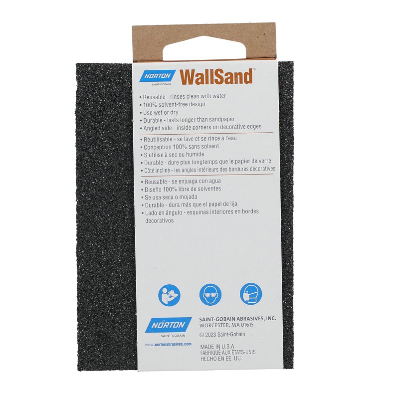 Norton WallSand 02285 Sanding Sponge, 4-7/8 in L, 2-7/8 in W, Medium