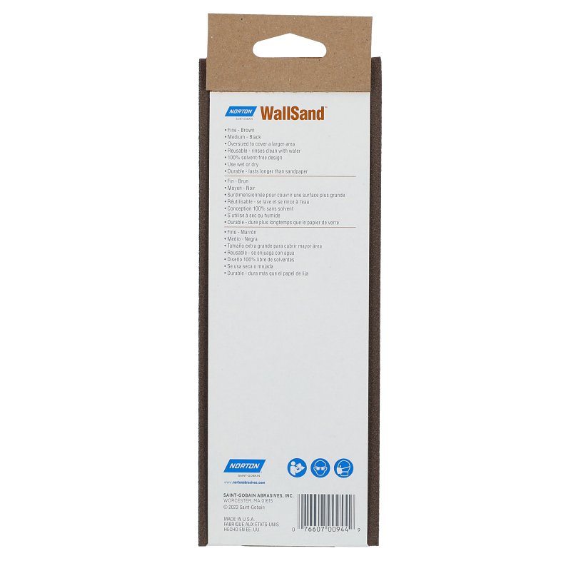 Norton WallSand 00944 Sanding Sponge, 9 in L, 3-5/16 in W, 80, 120 Grit, Fine, Medium, Aluminum Oxide Abrasive