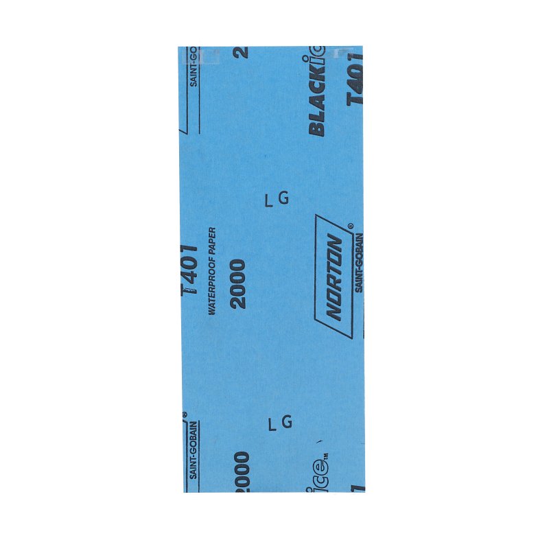 Norton SandWet T401 Series 68528 Sandpaper, 3-2/3 in W, 9 in L, 2000 Grit, Fine, Silicon Carbide Abrasive, Paper Backing