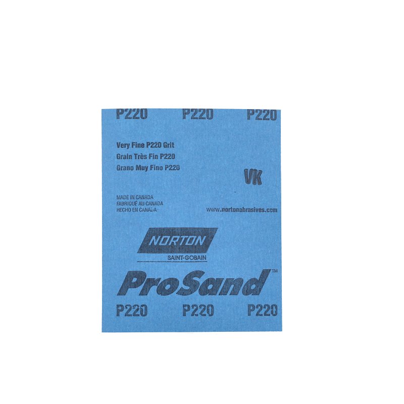 Norton A259PS Series 68538 Sandpaper, 5-1/2 in L, 4-1/2 in W, Fine, 220 Grit, Aluminum Oxide Abrasive, Paper Backing