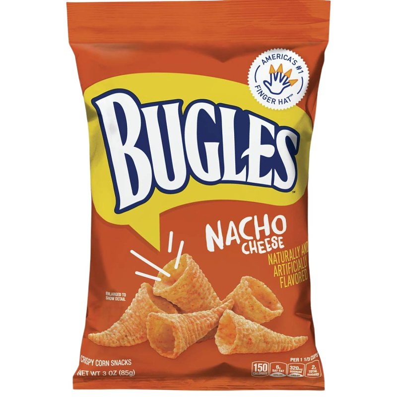 Bugles 14837000 Corn Snack, Nacho Cheese Flavor, 3 oz Bag