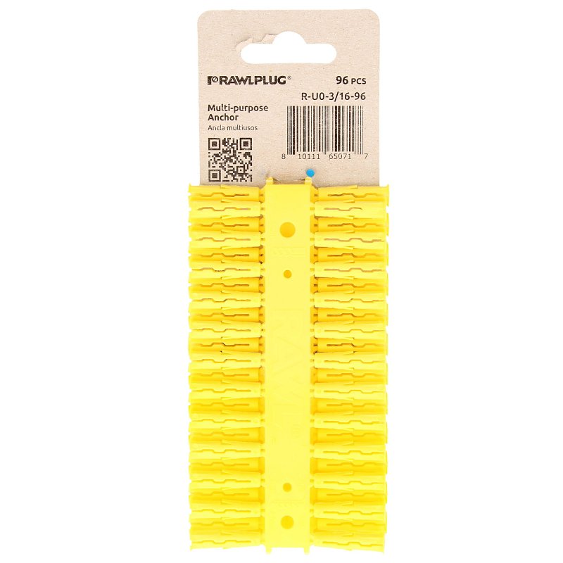 Rawlplug Rawl Uno Series R-U0-3/16-96 Multi-Purpose Anchor, 1 in L, Polypropylene