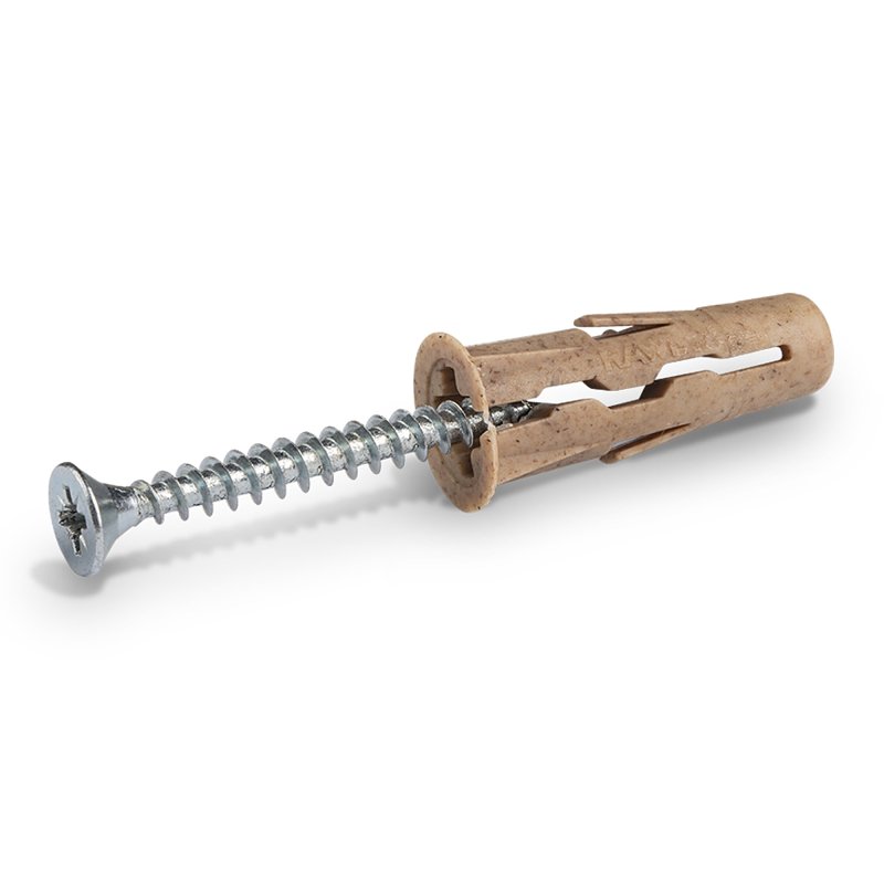 Rawlplug UNO Series R-BIO-UNOT5/16+9- Drywall Anchor, 32 mm L, Polypropylene/Recycled Timber, 30 to 190 lb