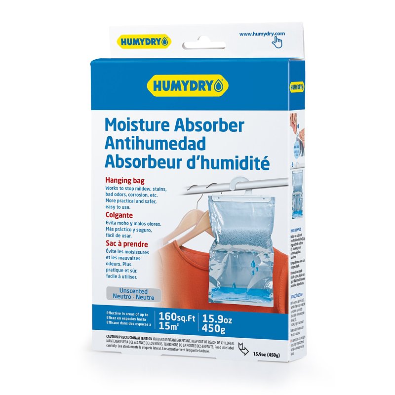 Humydry USA40600C12 Hanging Moisture Absorber, 15.9 oz, Bag, Pearls, Neutral, Unscented