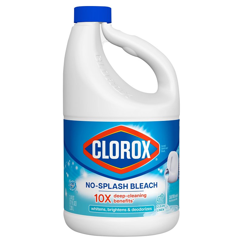 Clorox Splash-Less 32339 Bleach, 77 oz, Bottle, Liquid, Clean Linen