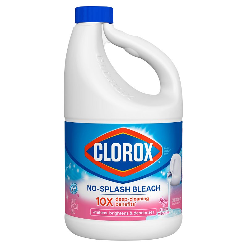Clorox Splash-Less 32387 Bleach, 77 oz, Bottle, Liquid, Fresh Meadow