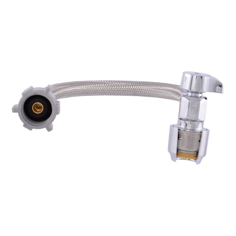 Cash Acme ClickSeal 24656 Braided Toilet Connector, Flexible, 1/2 in Inlet, Ballcock Inlet, 7/8 in Outlet, 12 in L