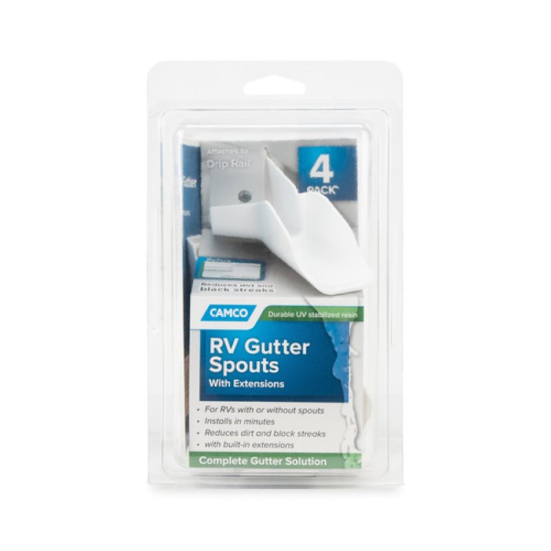 Camco USA 42134 Gutter Spout with Extension, Resin, White
